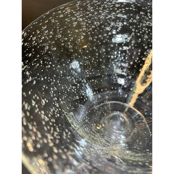 Vtg -1950's Seeded Bubble Glass Footed Large Center Piece Bowl 6.5” H X 9” W - Picture 6 of 9